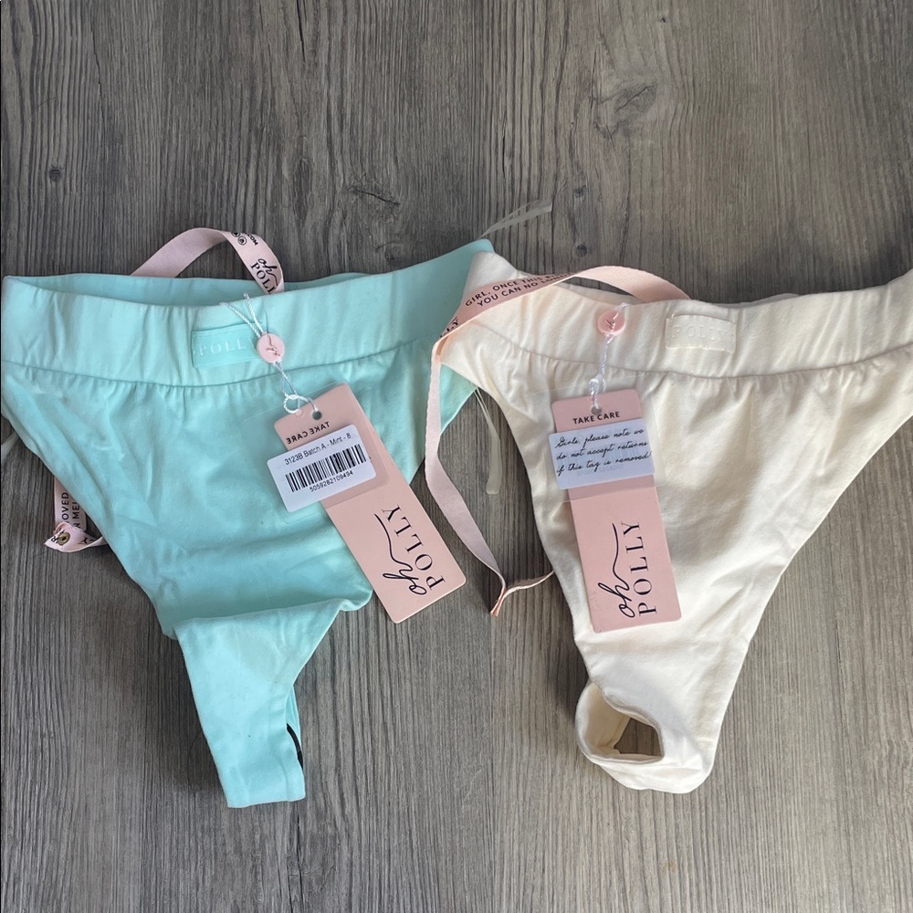 Oh Polly Aqua and Ivory Thong Duo